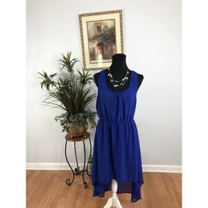 Mine Women Blue Dress LG Boho Vacation Resort Wear Sleeveless Pullover Cutout